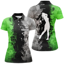 Load image into Gallery viewer, Women golf polo shirts custom green camo golf tops for ladies, lady golf clothes NQS7011