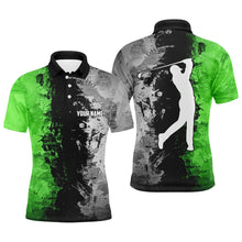 Load image into Gallery viewer, Mens golf polo shirts custom green camo golf tops for mens, golf clothes for mens NQS7011