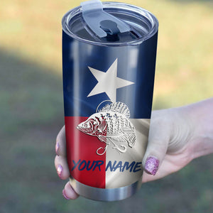 1PC Texas Crappie fishing tumbler Customize name Stainless Steel Tumbler Cup Personalized Fishing gift fishing team - NQS809