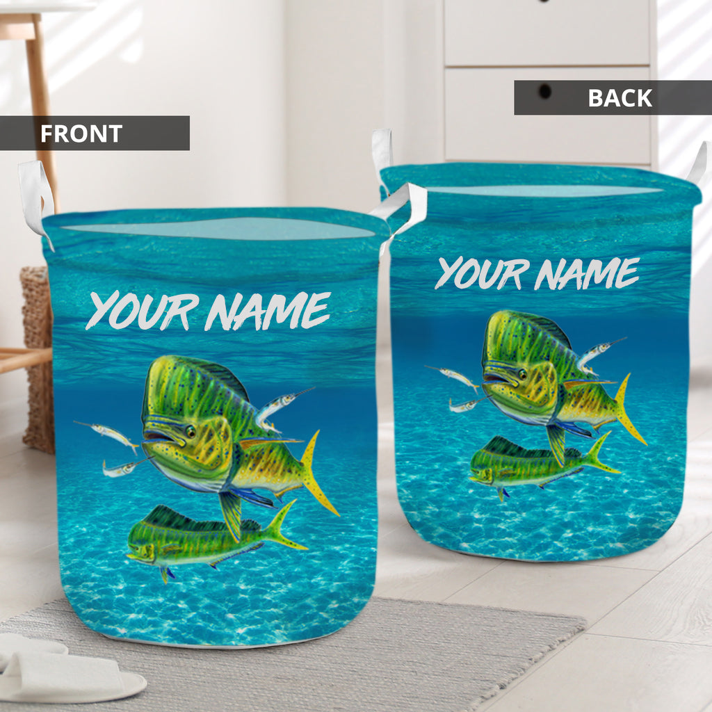 Mahi Mahi Fishing Customized Name 3D All over print Laundry Basket Personalized gift for fishing Lovers - NQS694