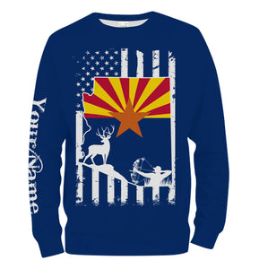 Arizona big game Hunting Bow hunter blue Arizona patriotic Customize Name 3D All Over Printed hunting Shirts NQS2213