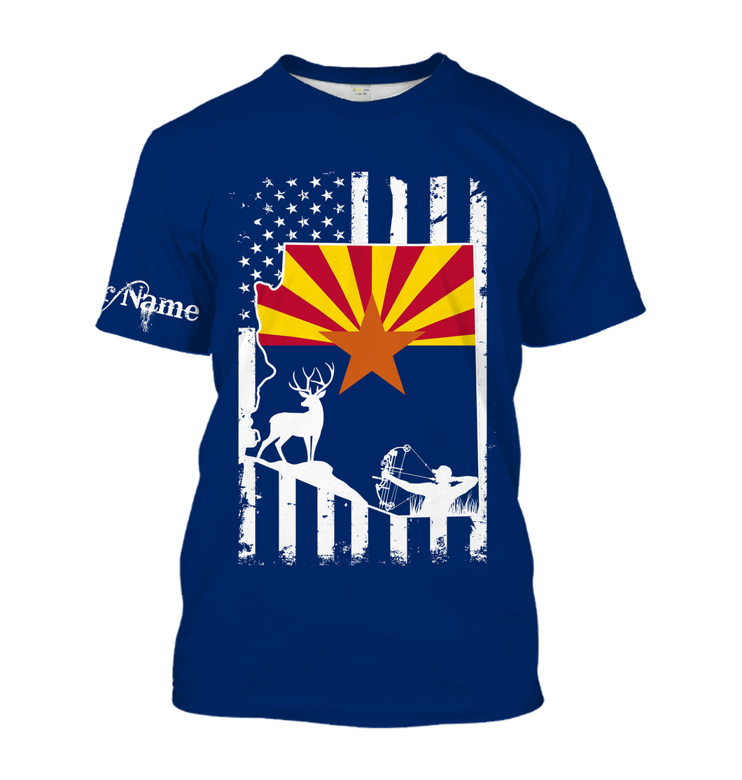 Arizona big game Hunting Bow hunter blue Arizona patriotic Customize Name 3D All Over Printed hunting Shirts NQS2213