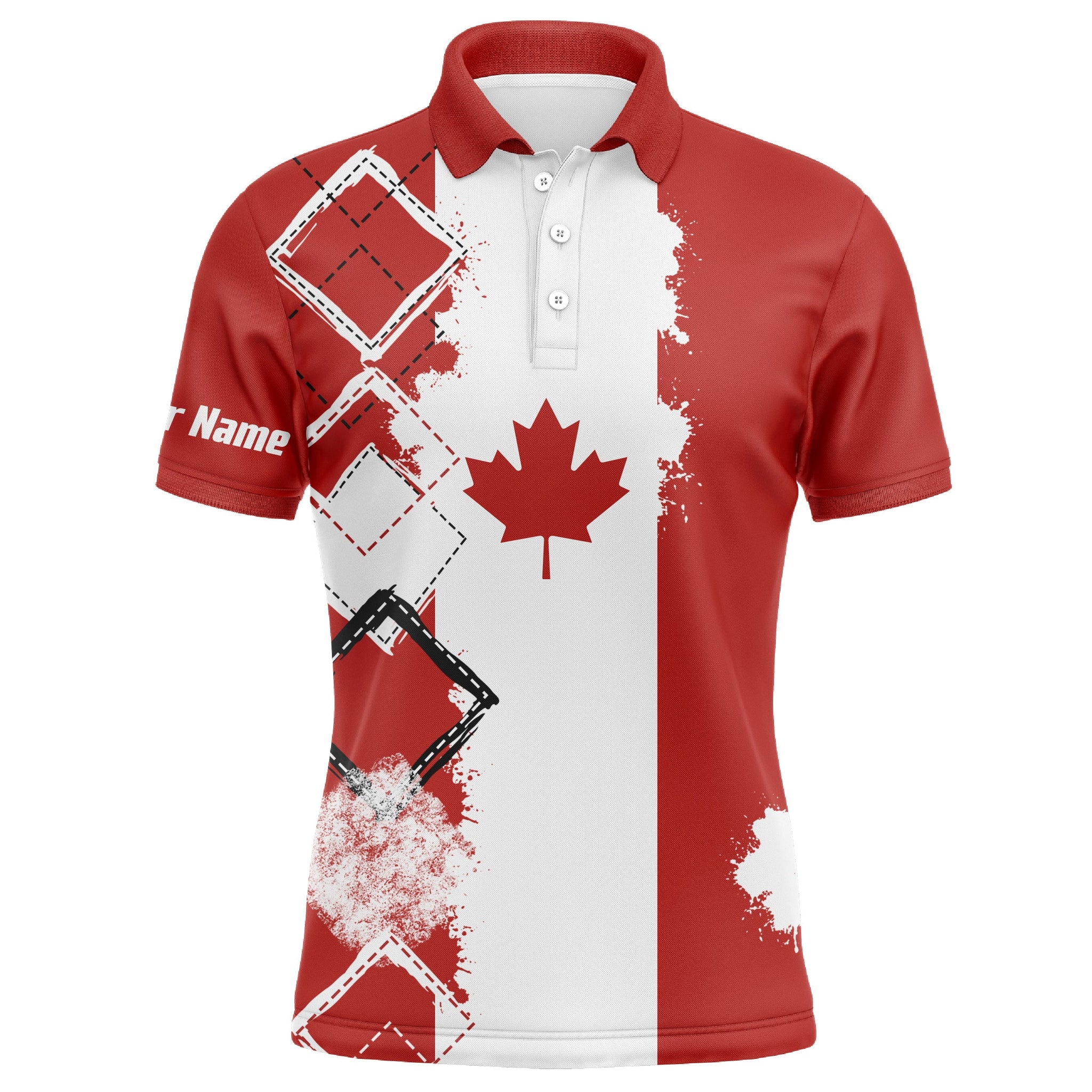 Mens golf polo shirts Canada flag patriot custom name swing swear