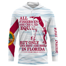 Load image into Gallery viewer, All fishermen are created equal but only the best are bred in Florida flag patriotic Custom name UV protection fishing shirt NQS2620