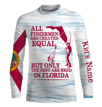 Load image into Gallery viewer, All fishermen are created equal but only the best are bred in Florida flag patriotic Custom name UV protection fishing shirt NQS2620