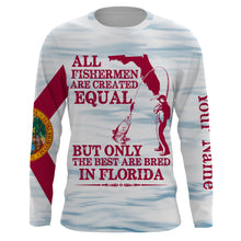 Load image into Gallery viewer, All fishermen are created equal but only the best are bred in Florida flag patriotic Custom name UV protection fishing shirt NQS2620