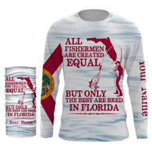 Load image into Gallery viewer, All fishermen are created equal but only the best are bred in Florida flag patriotic Custom name UV protection fishing shirt NQS2620