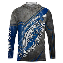 Load image into Gallery viewer, Largemouth bass fishing tattoo Custom Name 3D All over printed Fishing Shirts UV protection UPF 30+, blue lightning fishing jerseys NQS2816