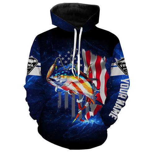 Tuna Fishing 3D American Flag patriotic Customize name All over print shirts NQS447