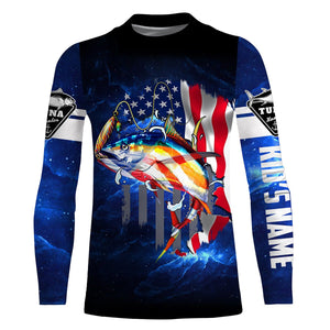 Tuna Fishing 3D American Flag patriotic Customize name All over print shirts NQS447