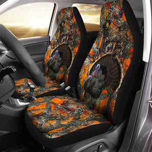 Turkey Orange Muddy Camo Hunting 3D Printed Seat Covers , perfect car accessories - hunting gift for hunting lovers Set of 2 - NQS583