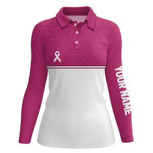 Pink white Breast Cancer Awareness golf shirts custom Women golf polo pink ribbon golf shirts NQS6372