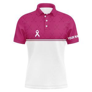 Pink white Breast Cancer Awareness golf shirts custom Mens golf polo  pink ribbon golf shirts NQS6372