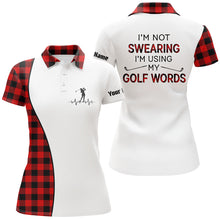 Load image into Gallery viewer, Red argyle plaid Christmas pattern custom Women golf polo shirt Im not swearing, Im using my golf word NQS6845