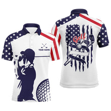 Load image into Gallery viewer, American flag patriot Mens golf polo shirts custom red white and blue golf apparel, team golf jerseys NQS7285