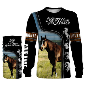 Beautiful American quarter horse black Customize Name 3D All Over Printed shirts NQS1155