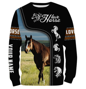 Beautiful American quarter horse black Customize Name 3D All Over Printed shirts NQS1155