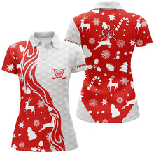 Load image into Gallery viewer, Red Christmas pattern golf ball Women golf polo shirts custom christmas golf shirts lady golf clubs NQS6852