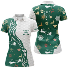 Load image into Gallery viewer, Green Christmas pattern golf ball Women golf polo shirts custom christmas golf shirts lady golf clubs NQS6854