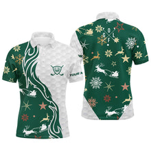 Load image into Gallery viewer, Green Christmas pattern golf ball Men golf polo shirts custom mens christmas golf shirt golf clubs NQS6854