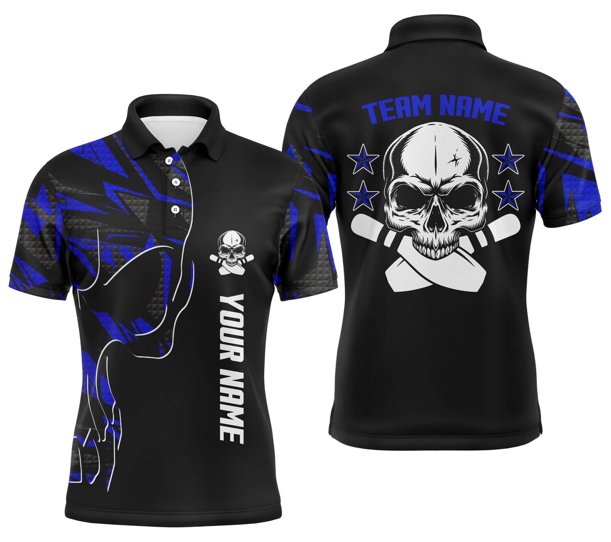 Custom bowling shirt for men – personalized team jersey front view