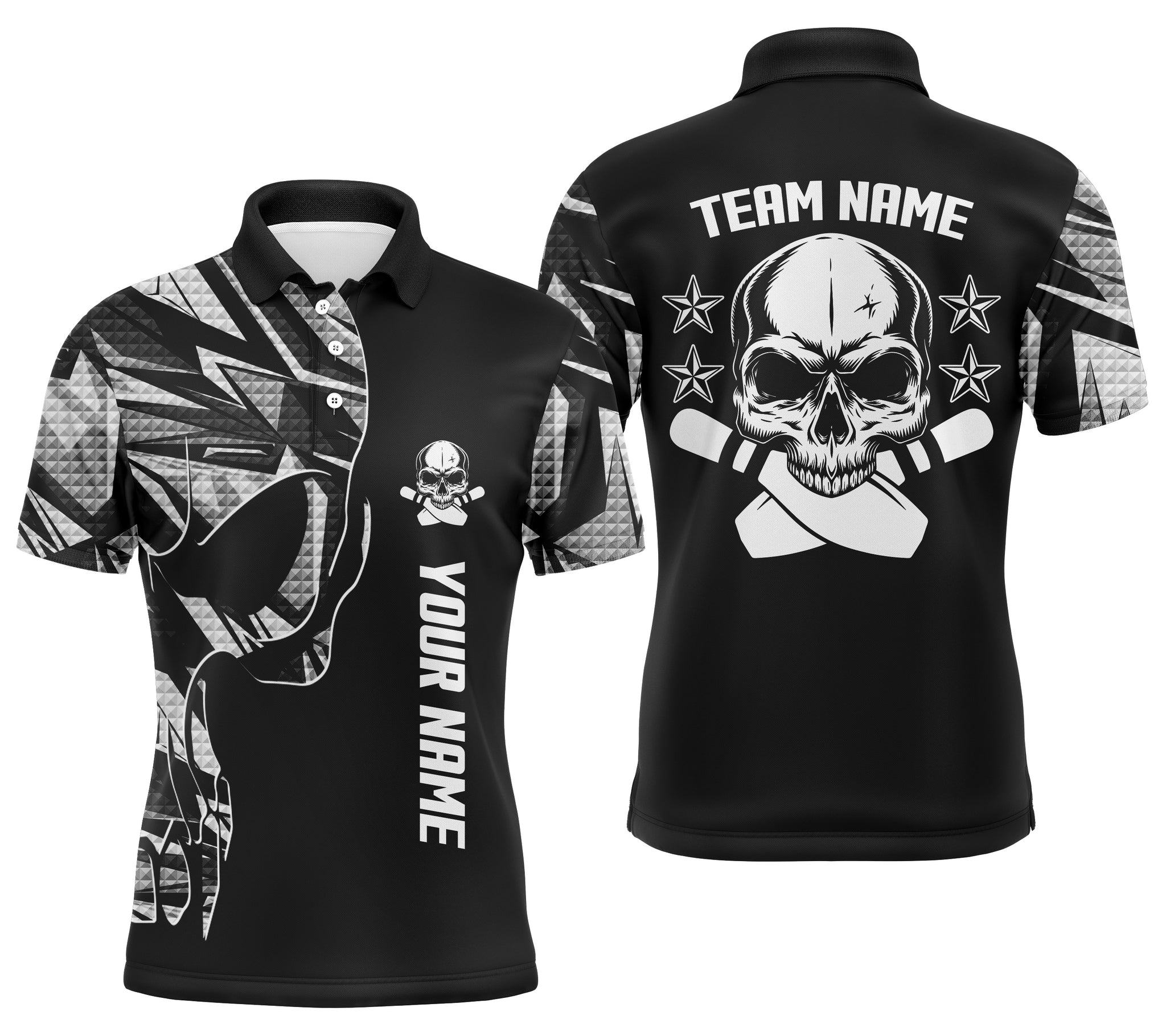 Bowling polo shirts for men custom name and team name Skull Bowling, t ...