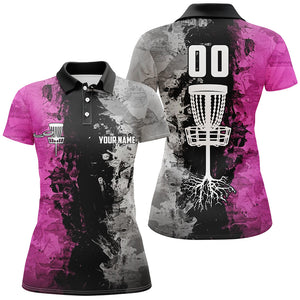 Custom name and number Disc Golf basket women polo shirts, ladies disc golf shirts  | pink NQS5232