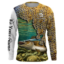 Load image into Gallery viewer, Walleye fishing scale UV protection Customize name long sleeves UPF 30+ personalized gift for fisherman NQS843