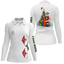 Load image into Gallery viewer, White Women golf polo shirts custom green red Christmas Santa shirt for ladies, Christmas golf gifts NQS6597
