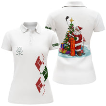 Load image into Gallery viewer, White Women golf polo shirts custom green red Christmas Santa shirt for ladies, Christmas golf gifts NQS6597