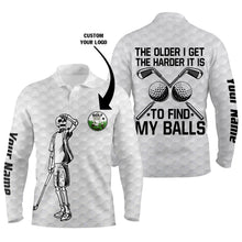 Load image into Gallery viewer, Mens golf polos shirts custom name and logo team golf skull the older I get the harder to find balls NQS4562