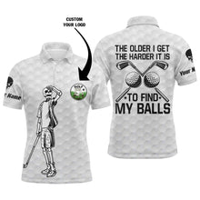 Load image into Gallery viewer, Mens golf polos shirts custom name and logo team golf skull the older I get the harder to find balls NQS4562