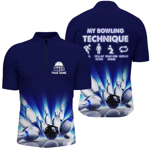 My bowling technique custom name funny men bowling Quarter Zip shirts, Personalized bowling jerseys NQS4674