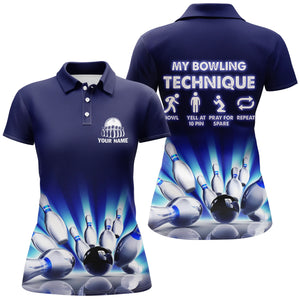 My bowling technique custom name funny bowling polo shirts for women, Personalized bowling jerseys NQS4674