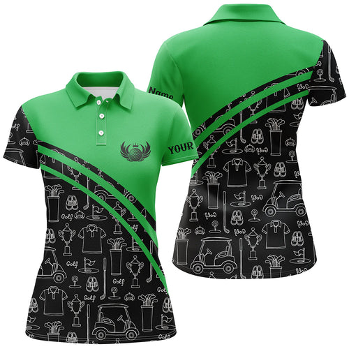 Womens golf polos shirts custom black pattern short sleeve golf shirts, golf gift for her | Green NQS5242