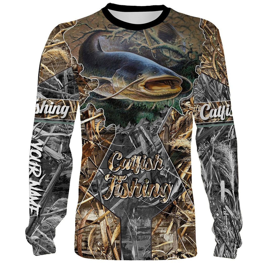Catfish Camo Customize name All over print shirts - personalized fishing gift for men and women and Kid - NQS472