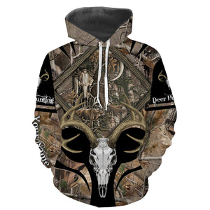 Deer Hunting Skull Camo Grim Reaper Customize Name 3D All Over Printed Shirts Personalized gift For Adult And Kid NQS721