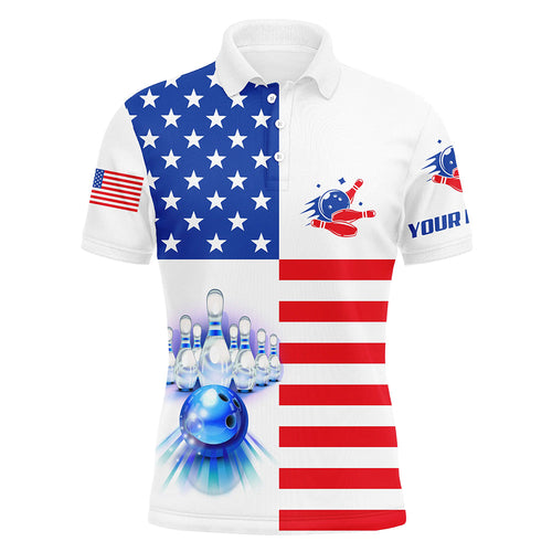 Mens polo bowling shirts Custom American flag patriotic Bowling Team Jersey, customize bowling shirts NQS6384