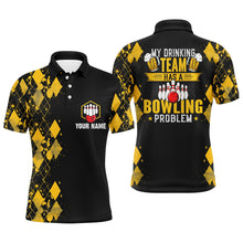 Load image into Gallery viewer, Funny yellow argyle Bowling beer Polo shirts for men custom My drinking team has a bowling problem NQS6870