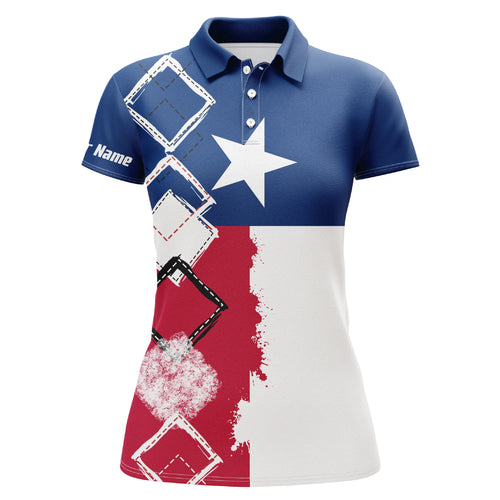 Womens golf polo shirts Texas flag patriot custom name golf shirts for women, gift for the golfers NQS4675