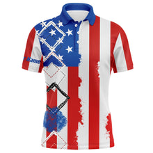 Load image into Gallery viewer, Mens golf polo shirts American flag patriot custom name golf shirts for men, gift for the golfers NQS4676