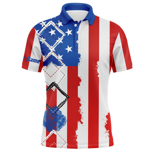 Mens golf polo shirts American flag patriot custom name golf shirts for men, gift for the golfers NQS4676