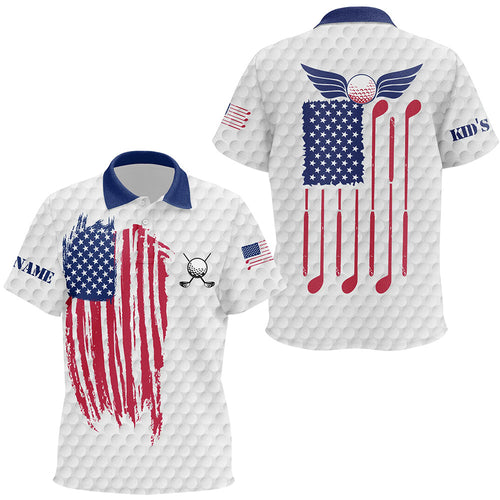 Red, white and blue Kid golf polos shirts custom golf clubs American flag patriotic Kid golf tops NQS7295