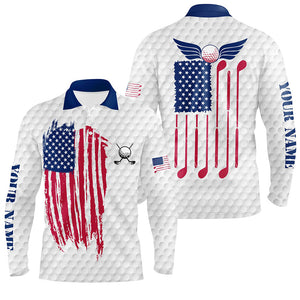 Red, white and blue Mens golf polo shirts custom golf clubs American flag patriotic mens golf tops NQS7295