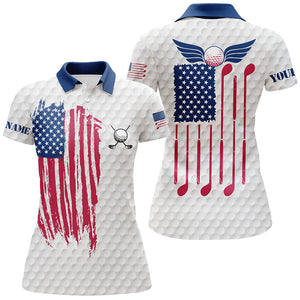 Red, white and blue Womens golf polo shirts custom golf clubs American flag patriotic ladies golf tops NQS7295