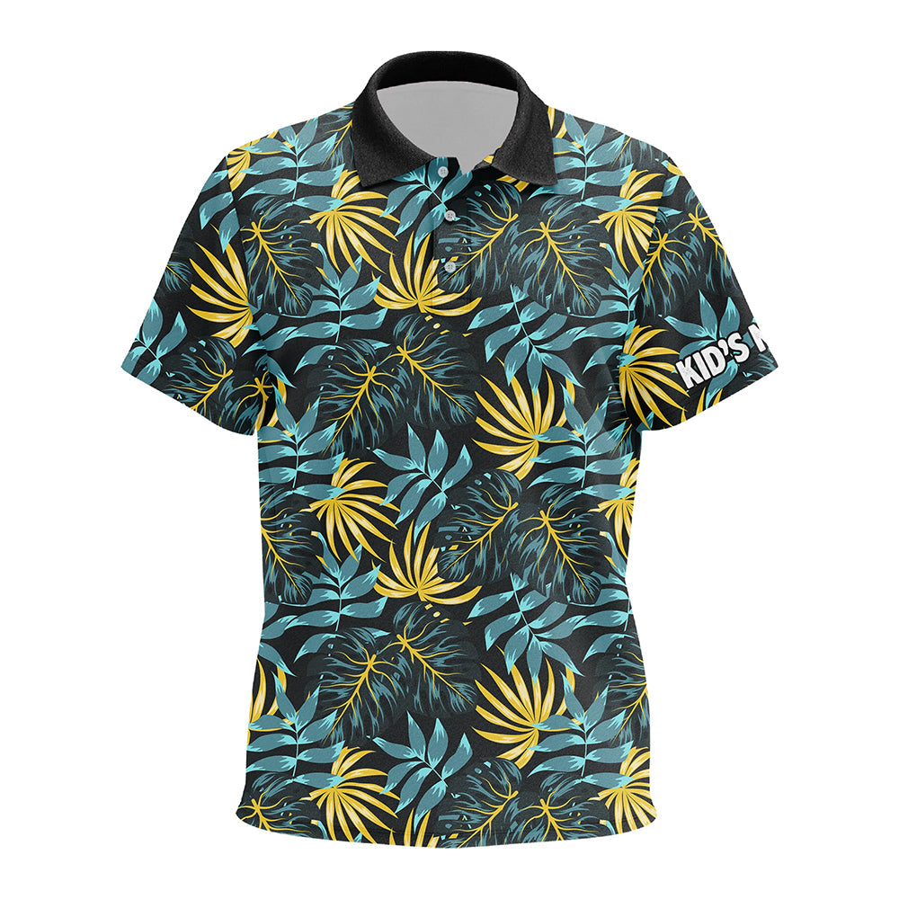 Kid golf polos shirts custom tropical pattern team golf top for Kid, golf clothes for Kid NQS7300