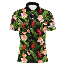 Load image into Gallery viewer, Mens golf polo shirt custom tropical hibiscus pattern team golf tops for men, golf outfits men NQS7301