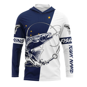 Salmon fishing in Alaska performance UV protection custom name long Sleeve fishing tournament shirts NQS3613