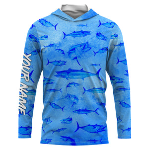 King Mackerel King Fish Sea blue Camo Ocean Fishing custom performance fishing shirt NQS605