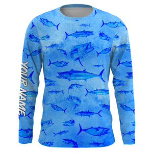 King Mackerel King Fish Sea blue Camo Ocean Fishing custom performance fishing shirt NQS605